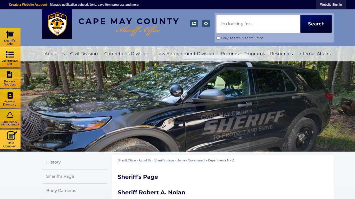 Sheriff's Page | Cape May County, NJ - Official Website